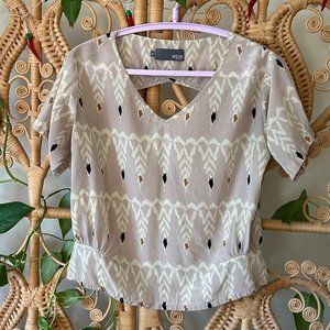 Myne Silk Short Sleeve Cream Blouse Small